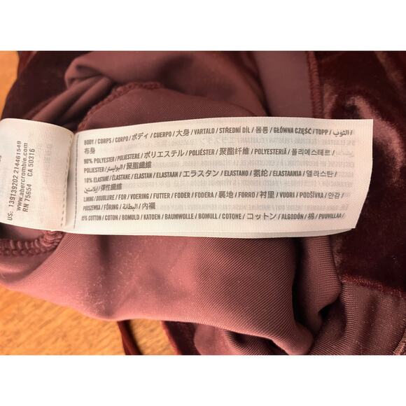 Abercrombie & Fitch Small Bodysuit Purple Velour Spaghetti Crossback Slouch Neck - Picture 3 of 6